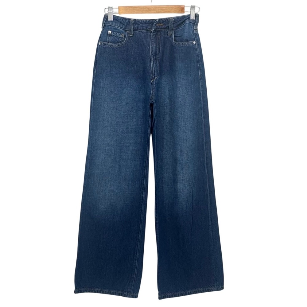 Pilcro and the Letterpress The Annie Wide Leg Jeans Dark Wash High Rise Size 25